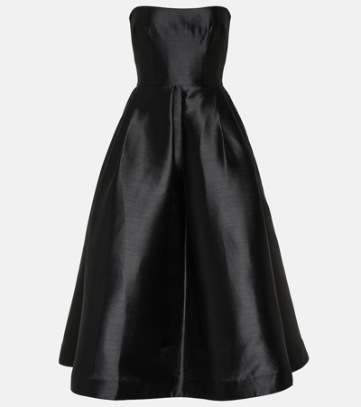 Alex Perry Strapless Faille Midi Dress In Black