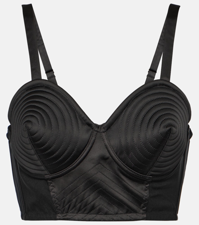 Jean Paul Gaultier X Lotta Volkova Satin Cone Bra Top In Black