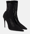 DOLCE & GABBANA LOLLO LACE AND LEATHER ANKLE BOOTS