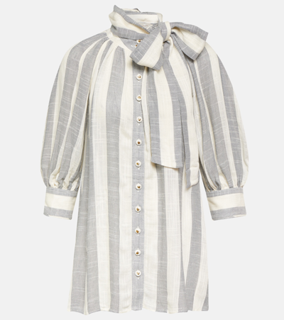 Zimmermann Swing Tie-detailed Striped Gauze Blouse In Multicoloured