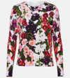 Oscar De La Renta Hollyhocks Print Crewneck Cardigan In Multicoloured
