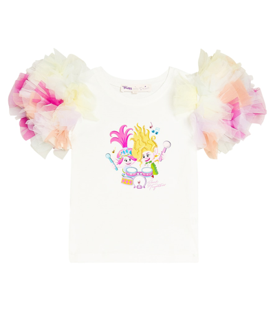 Tutu Du Monde Kids' X Trolls Tulle-trimmed Cotton T-shirt In Multicoloured