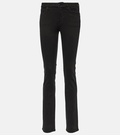 7 For All Mankind High-rise Straight Jeans In Black