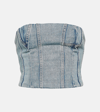 AMIRI MA PANELED DENIM BUSTIER TOP