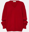 Tory Burch Wool V-neck Sweater In Red