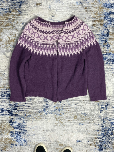 Pre-owned Vintage 90's Handknitted Wool Sweater Norway In Purple