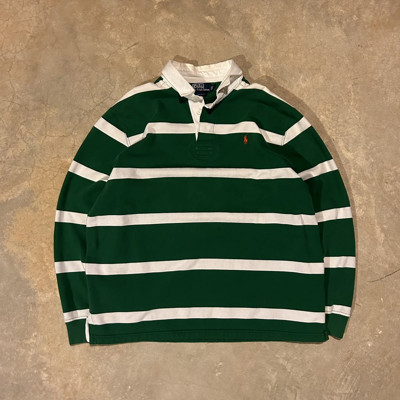 Pre-owned Polo Ralph Lauren X Vintage Crazy Vintage Y2k Polo Ralph Laurent Rugby Sweatshirt Skater In Green