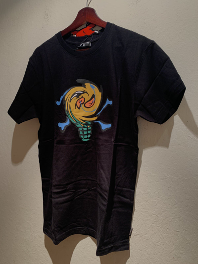 Pre-owned Billionaire Boys Club X Icecream New Ice Cream Warped Spin Cycle Logo T-shirt - Medium In Black/yellow/blue