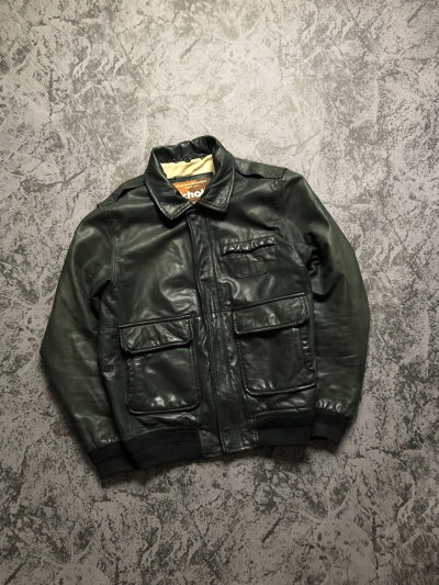 Pre-owned Archival Clothing X Made In Usa Vintage Schott Leather Jacket Bomber Black Aviator Usa (size Medium)