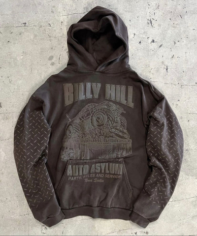 Pre-owned Billy Hill Auto Asylum Browm Hoodie (diamond Plated) Large In Brown