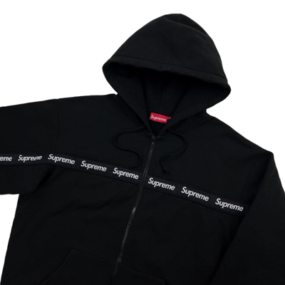 Pre-owned Supreme Text Stripe Hoodie In Black