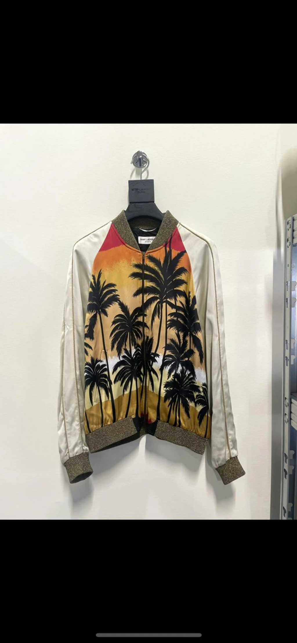 Pre-owned Saint Laurent Ss16 Palm Tree Teddy Jacket Hedi Slimane