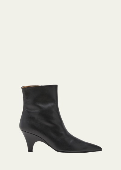 Reike Nen Tae-ri Curvy Leather Ankle Boots In Black