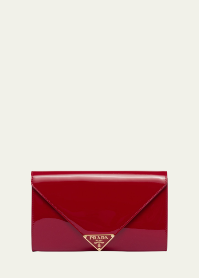 Prada Phone Vernice Leather Pouch Bag In F0e06 Cherry