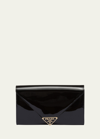 Prada Phone Vernice Leather Pouch Bag In F0002 Nero