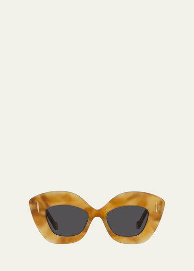Loewe Anagram Acetate Butterfly Sunglasses In Blndhav/smkg