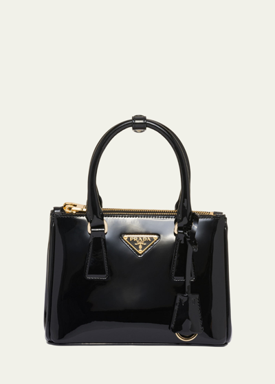 Prada Galleria Mini Patent Top-handle Bag In F03kj Nero R