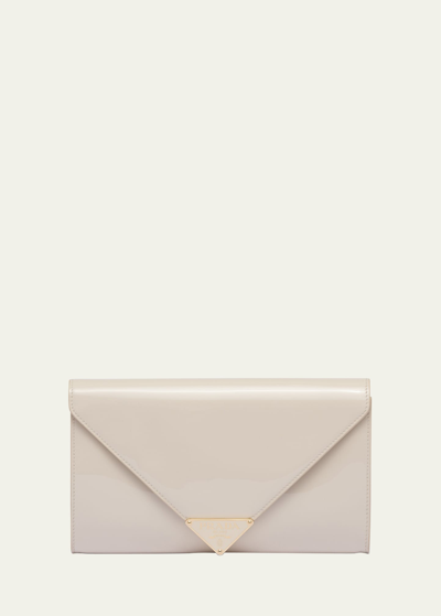 Prada Phone Vernice Leather Pouch Bag In F0304 Avorio