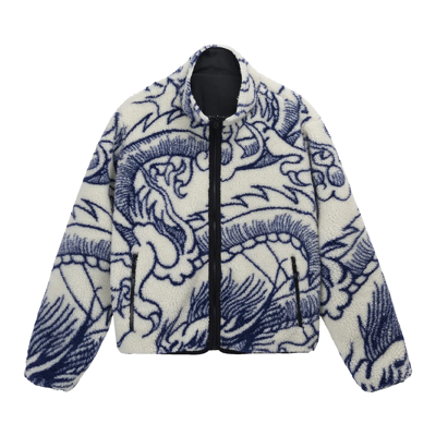 Pre-owned Stussy Dragon Sherpa Jacket 'natural' In White