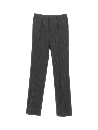 Alessandra Rich Stripe Detailed Tailored Trousers In 1665 Dark Grey