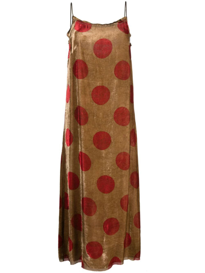 Uma Wang Polka-dot Velvet Maxi Dress In Multicolour