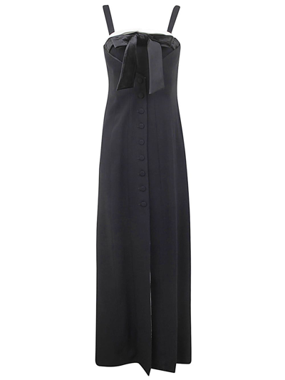 Emporio Armani Thin Straps Long Dress With Bow In Black