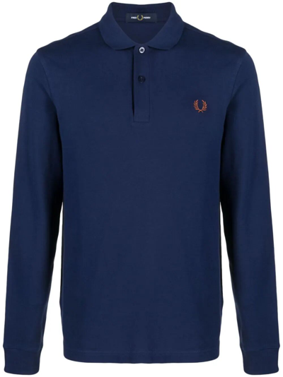 Fred Perry Fp Long Sleeve Plain Shirt Clothing In Blue