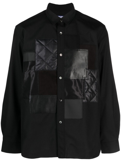 Junya Watanabe Long-sleeve Patchwork Shirt In Black