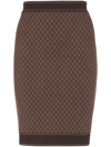 Balmain Brown Mini Monogram Midi Skirt In Brown