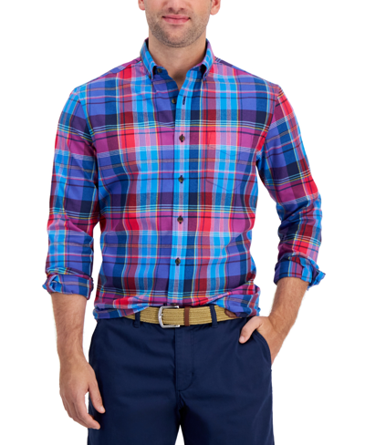 Club Room Men's Tolima Regular-fit Stretch Plaid Button-down Shirt, Created For Macy's In Bright Mul