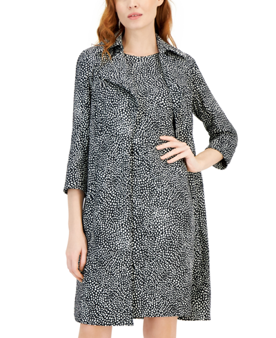 Anne Klein Women's Jacquard Wide-collar Kissing Topper Jacket In Black