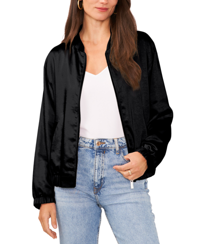 Vince Camuto Women's Stand Collar Bomber Jacket In Rich Black