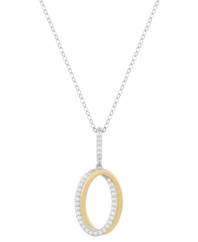 Macy's Diamond Interlocking Oval Pendant Necklace (1/4 Ct. T.w.) In Sterling Silver & 14k Gold-plate, 16" + In Sterling Silver  Gold-plate