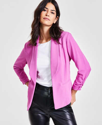 Bar Iii Women's Ruched 3/4-sleeve Knit Blazer, Created For Macy's In Pink Orchid