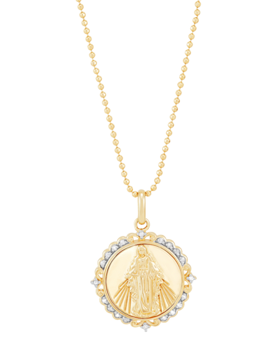 Macy's Diamond Mary Pendant Necklace (1/10 Ct. T.w.) In 14k Gold-plated Sterling Silver, 16" + 4" Extender