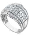 Macy's Diamond Multirow Scallop Edge Ring (1-1/10 Ct. T.w.) In 14k White Gold In White Gold