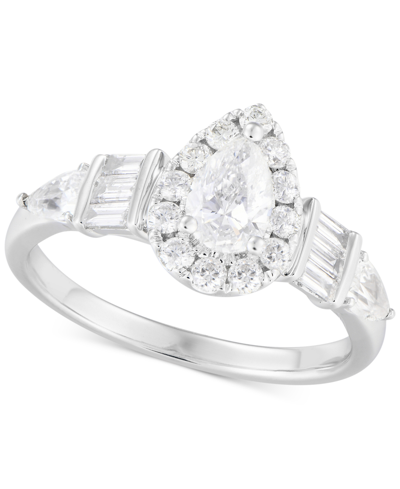 Macy's Diamond Pear Halo Engagement Ring (1-1/4 Ct. T.w.) In 14k White Gold