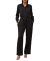 French Connection Enid Long Sleeve Satin Jumpsuit In Dark Slate