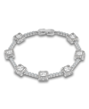 Macy's Cubic Zirconia Princess Cut Stones Halo Link Bracelet In Silver