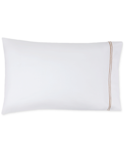 Sferra Grand Hotel Cotton Pillowcase, Standard In White,taupe