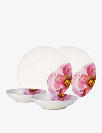 Villeroy & Boch Rose Garden Porcelain Dinner Set Of Four