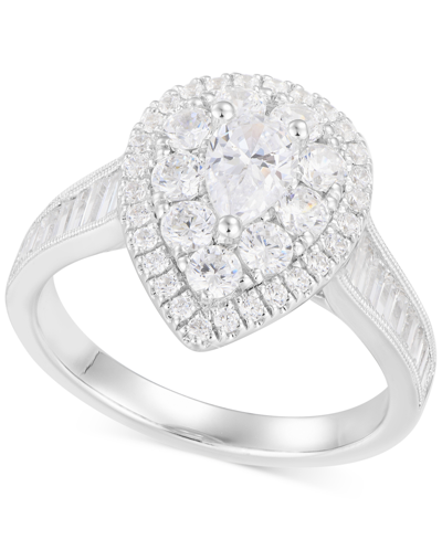 Macy's Diamond Pear Halo Cluster Engagement Ring (1-3/4 Ct. T.w.) In 14k White Gold