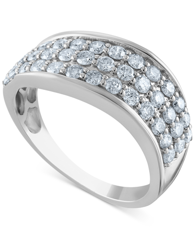 Macy's Diamond Triple Row Band (1 Ct. T.w.) In 14k Gold In White Gold