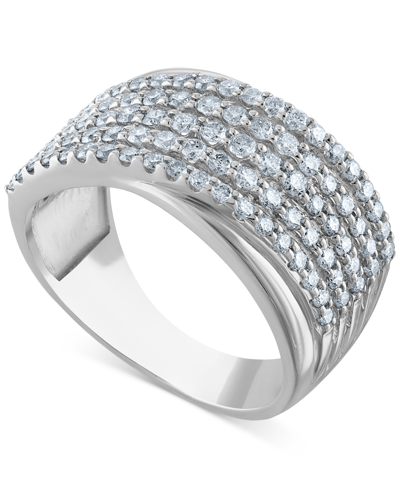 Macy's Diamond Multi-row Diagonal Band Ring (1 Ct. T.w.) In 14k White Gold