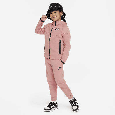 Nike Sportswear Tech Fleece Full-zip Set Little Kids 2-piece Hoodie Set In Pink