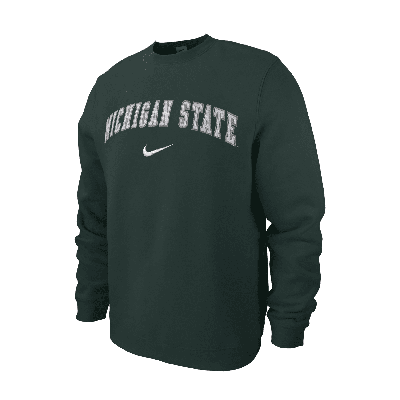 Nike Michigan State Club Fleece  Men's College Crew-neck Sweatshirt In Green
