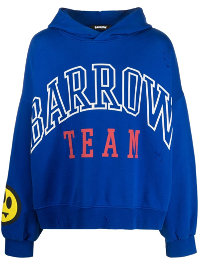 Barrow Logo-print Cotton Hoodie In Blue