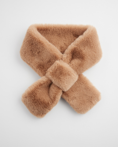 Chico's Faux Fur Pull Through Scarf In Camel Brown |