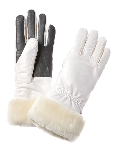 Ugg All Weather Leather Gloves In White
