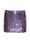 ATTICO RUE' PURPLE LOW WAISTED MINISKIRT WITH RECTANGULAR MIRROR SEQUINS IN TECHNO JERSEY